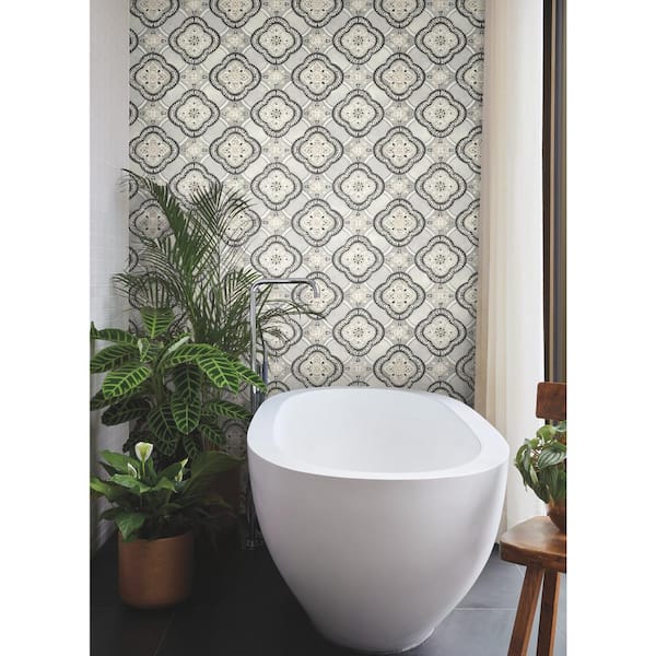 Garden Trellis Onyx Multi-Colored Matte Pre-pasted Paper Wallpaper 60.75 sq. ft