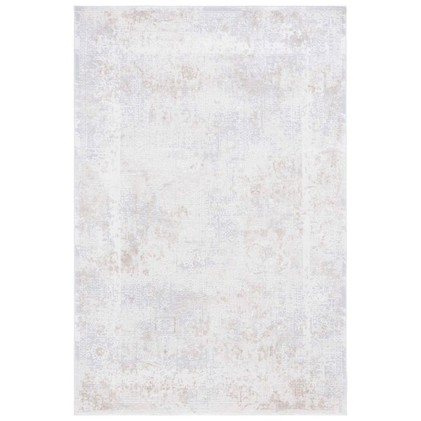 Hanna Ivory Gray/Beige 8 ft. x 10 ft. Distressed Ornate Border Area Rug
