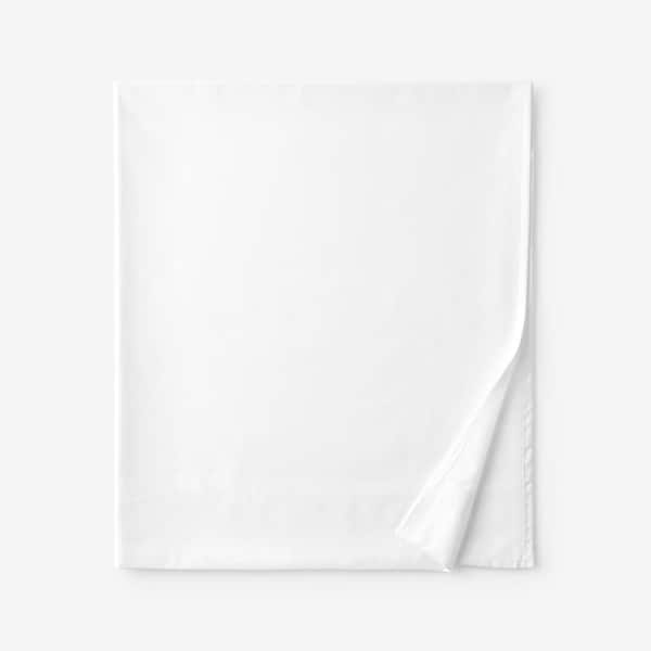 Company Cotton Wrinkle-Free Sateen White Sateen Queen Flat Sheet