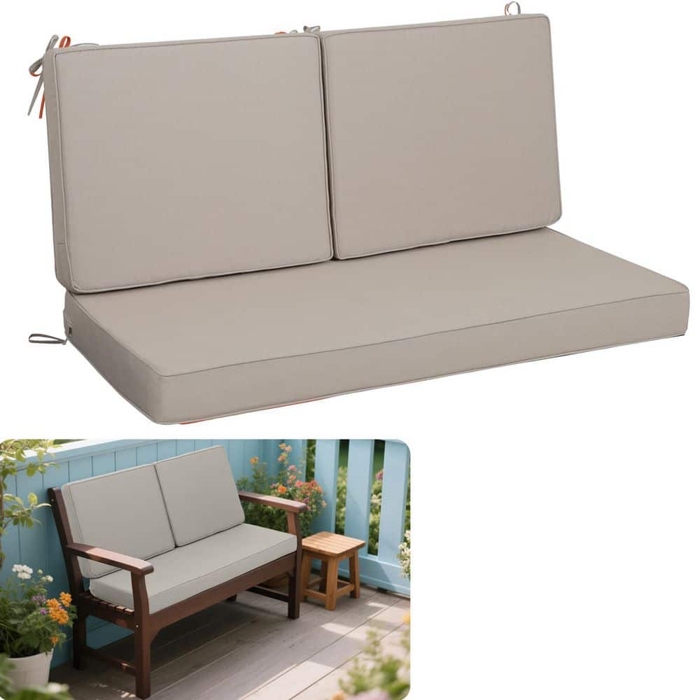 Outdoor Loveseat Cushion Set, 48 in. x 24 in., Waterproof Fade-Resistant Patio Cushions with Ties Khaki 1 price history on PriceWatchPro
