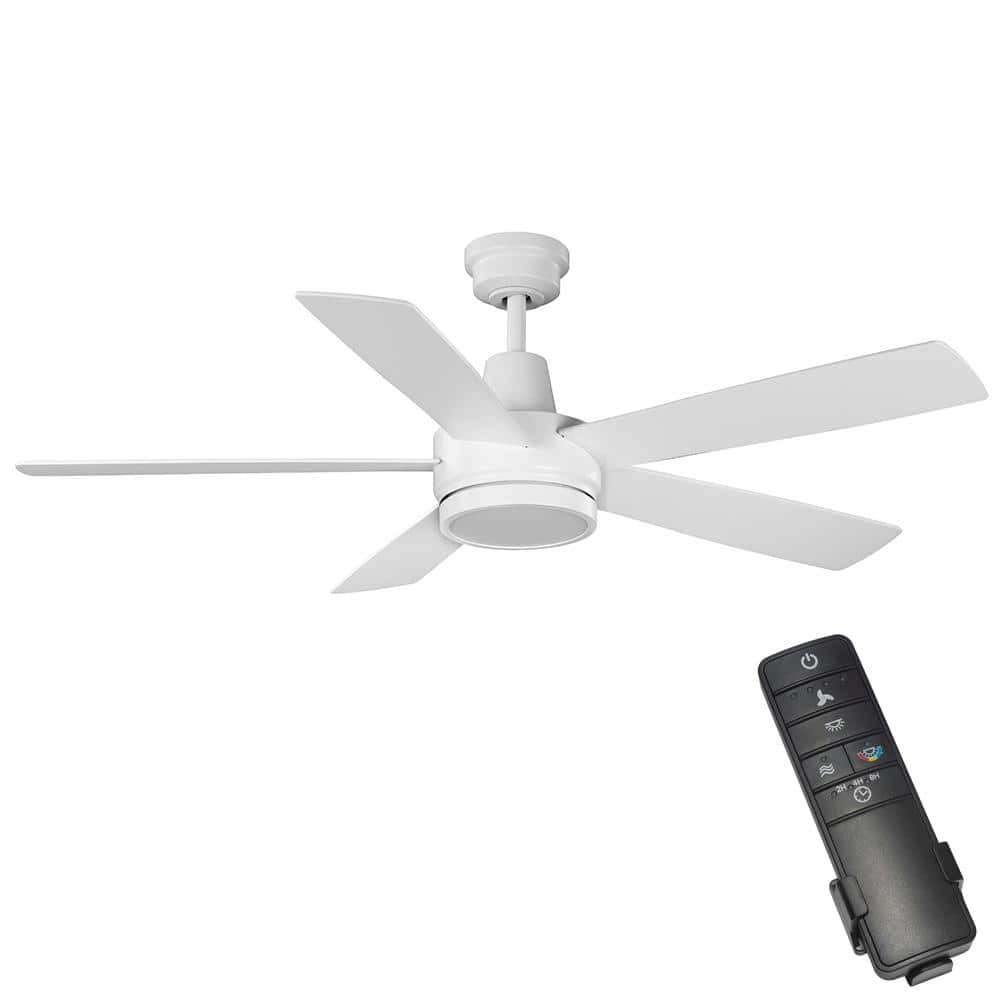 Hampton Bay Fanelee 54 in. White Color Changing Integrated LED Matte White Smart Hubspace Ceiling Fan with Light Kit and Remote