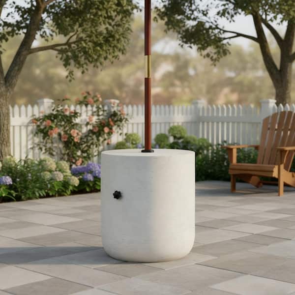 30 lb patio umbrella base US Weight lb. Fillable for Table Bronze This umbrella base measures 18 inch in diameter and is 11.42 inch tall with stem installed 30 lb. Metal (Magnesium Oxide)