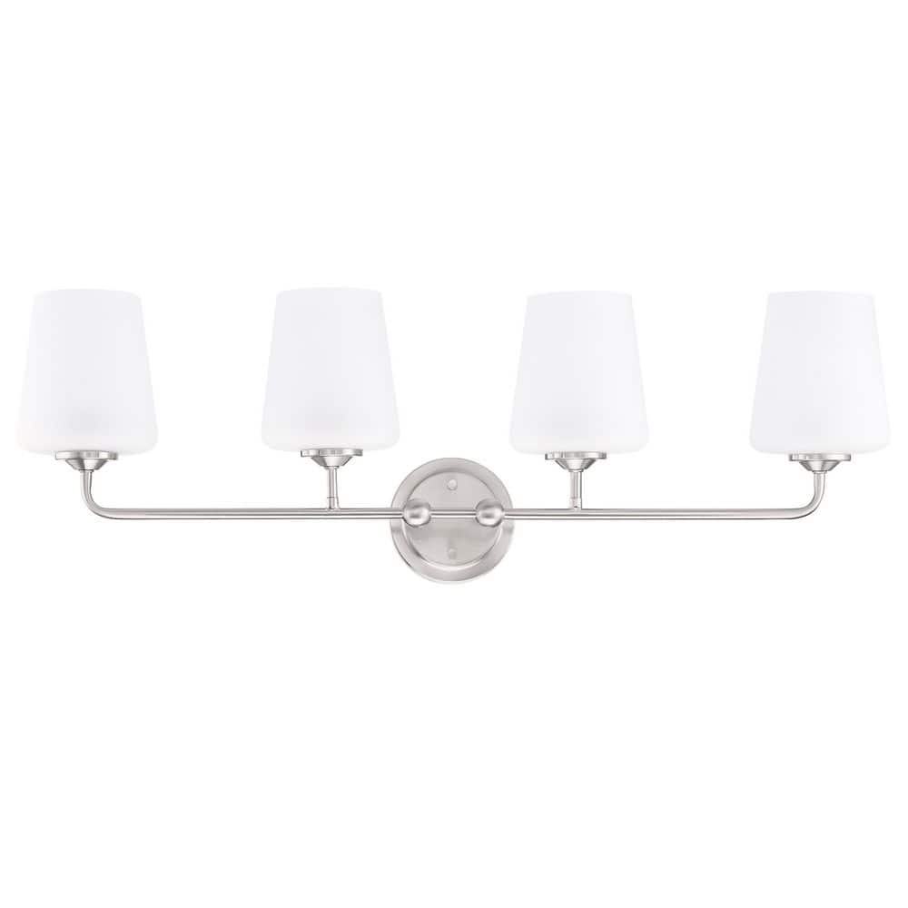 Corin 33.6 in. 4-Light Satin Nickel Bathroom Vanity Light with Frosted Glass Shades price history on PriceWatchPro