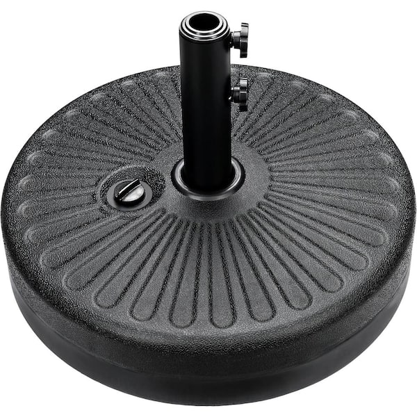 50 lbs. Plastic Market Patio Umbrella Base in Black, 20 in. Patio Umbrella Base for Outdoor Lawn, Garden-Round