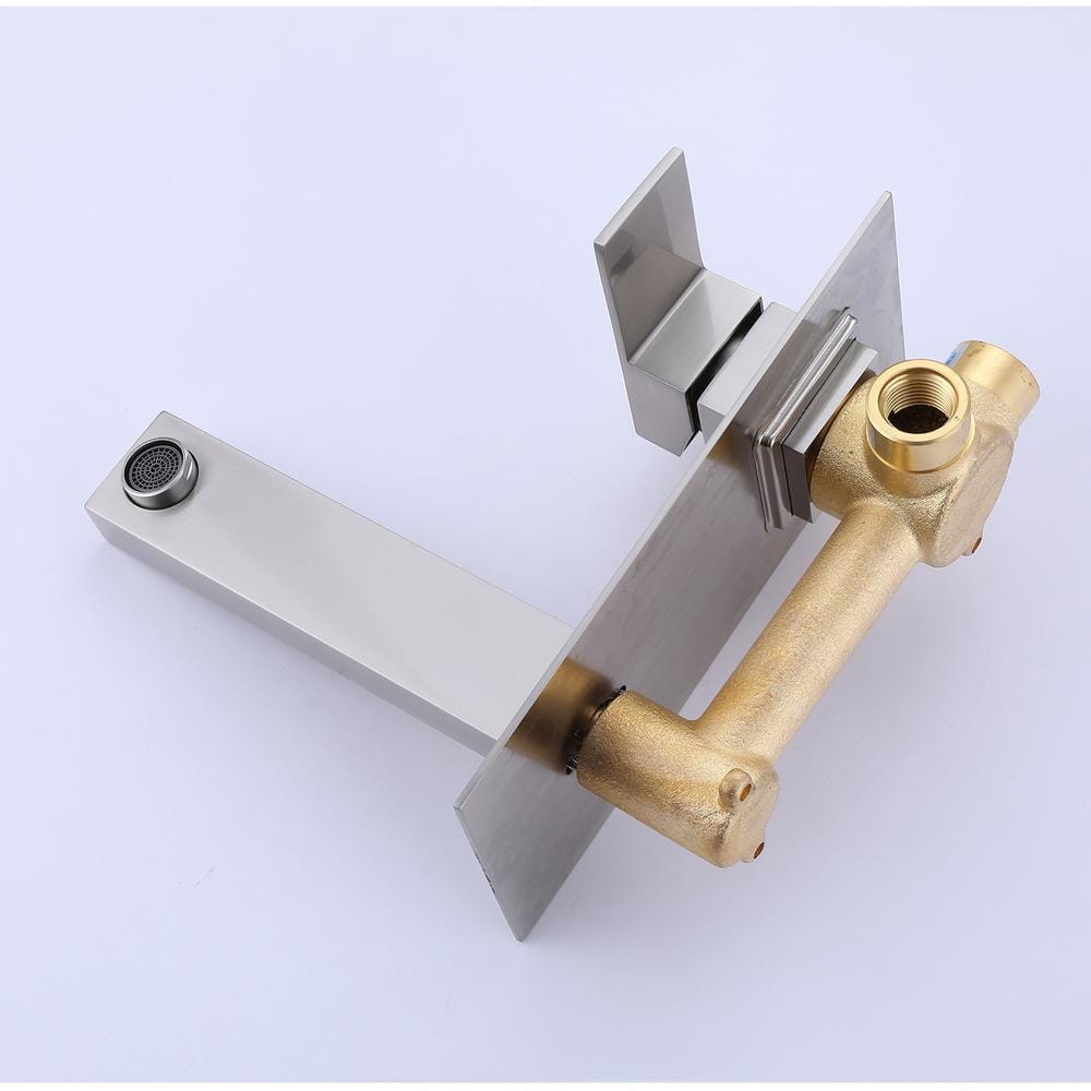 Brushed Nickel Single-Handle Wall-Mount Bathroom Faucet