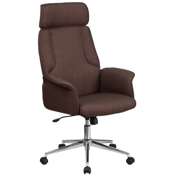 Flash Furniture High Back Brown Fabric Executive Swivel Office Chair with Chrome Base