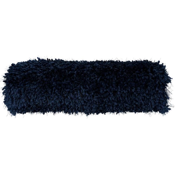 Mina Victory Shag Navy Shag 20 in. x 5 in. Bolster Throw Pillow