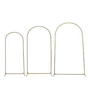 86.7 in. x 47.28 in. Gold Metal Wedding Arch Backdrop Stand Frame Arbor (Set of 3)