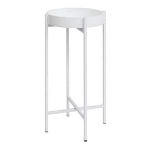 Small 13 in. White Round Wood Top Side End Table