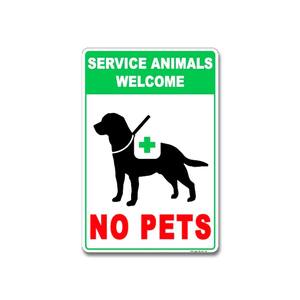 12 in. x 8 in. Service Animals Dogs Welcome Plastic Sign