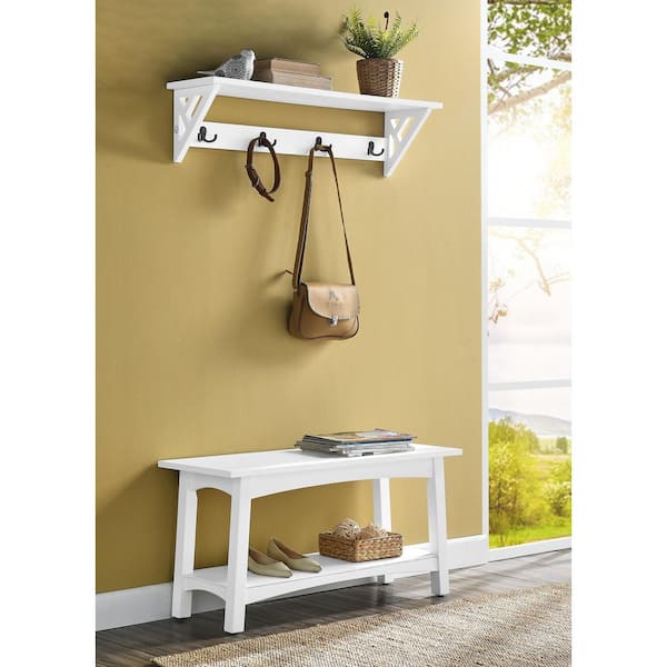 Alaterre Furniture Coventry 36 in. W Coat Hook with Bench Hall Tree Set