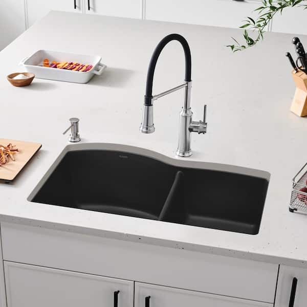 DIAMOND Undermount Granite Composite 32 in. 60/40 Double Bowl Kitchen Sink in Anthracite DIAMOND Undermount Granite Composite 32 in. 60/40 Double Bowl Kitchen Sink in Anthracite