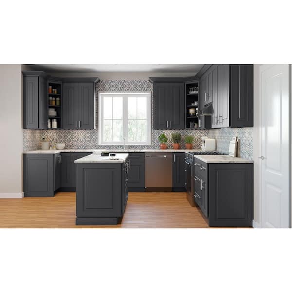 Home Decorators Collection Grayson Deep Onyx Painted Plywood Shaker Assembled Base Kitchen Cabinet Soft Close 21 In W X 24 D 34 5 H B21r 2t Gdo The