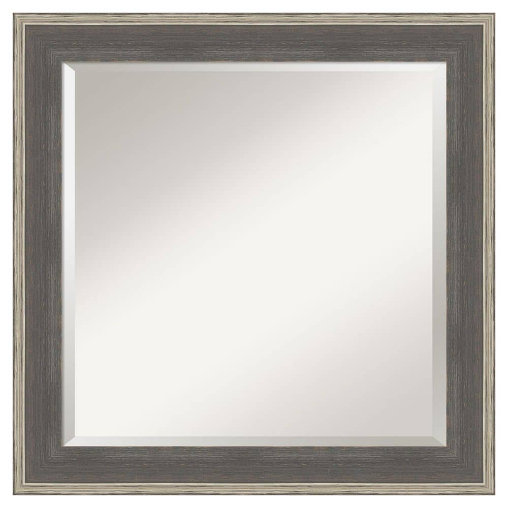 Cottage Grey Silver 24.5 in. x 24.5 in. Beveled Casual Square Wood Framed Bathroom Wall Mirror price history on PriceWatchPro
