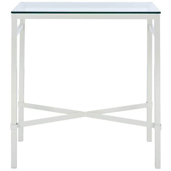 SAFAVIEH Viggo 22.1 in. White Square Glass End Table