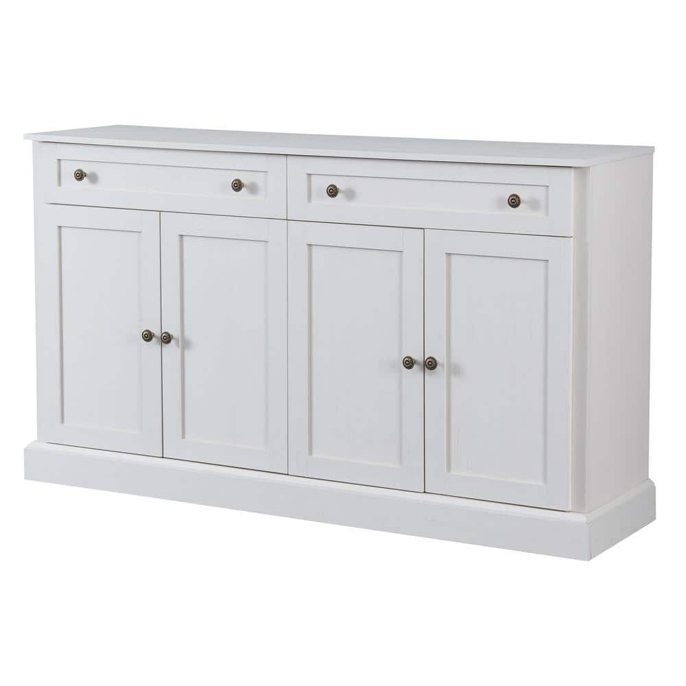 58.3 in. W x 15.7 in. D x 33.9 in. H Antique White Ready to Assemble Corner