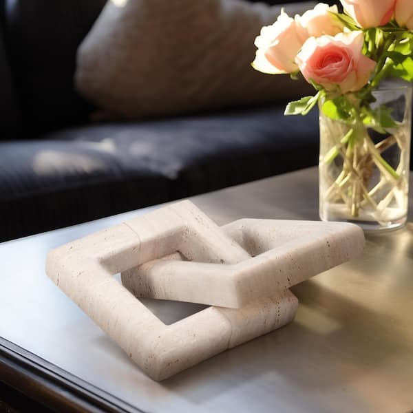 Liv & Skye Beige 16 in. x 10 in. Stone Hulsey Links Sculpture