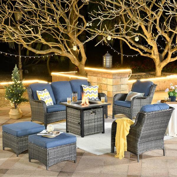 wicker 6 piece patio set