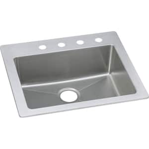 Signature Plus Drop-In/Undermount Stainless Steel 25 in. 4-Hole Single Bowl Kitchen Sink