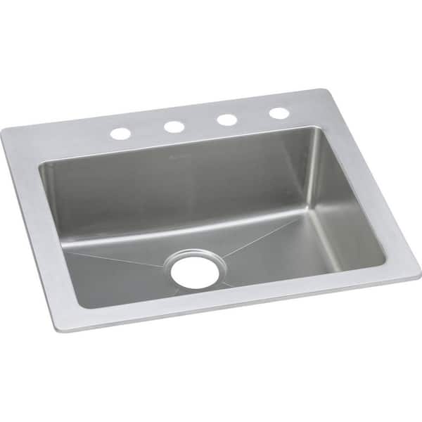 Elkay Signature Plus 25in. Dual Mount 1 Bowl 18 Gauge Premium Satin Finish Stainless Steel Sink Only and No Accessories