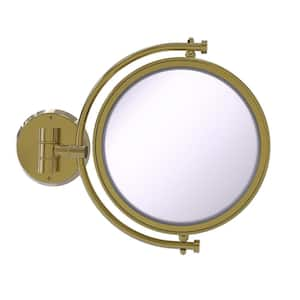 8 Inch Wall Mounted Make-Up Mirror 4X Magnification in Unlacquered Brass