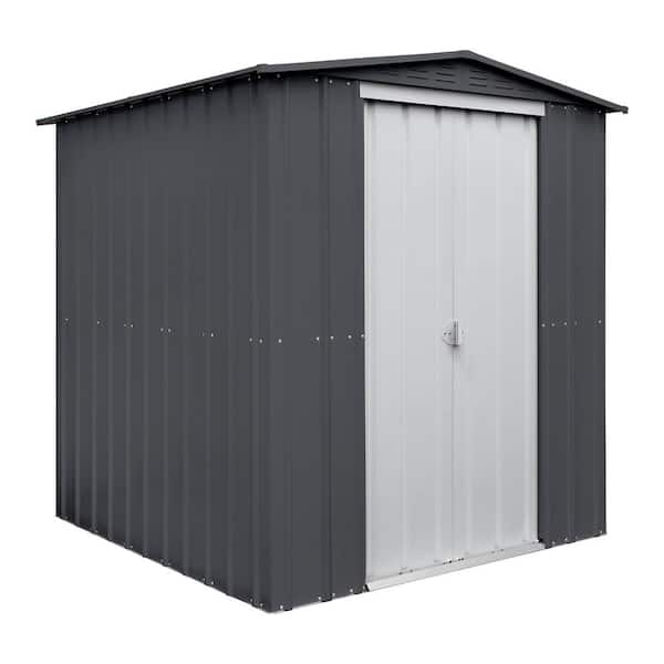 Globel Do-it Yourself Gable 6 ft. W x 6 ft. D Metal Outdoor Storage Shed with Double Sliding Doors (36 sq. ft.)