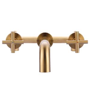 2-Handle Wall-Mount Roman Tub Faucet in Gold