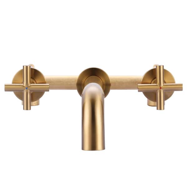ALEASHA 2-Handle Wall-Mount Roman Tub Faucet in Gold