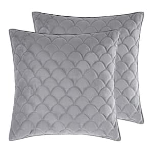 Light Grey Velvet Class Diamond Quilting Microfiber Euro Sham - (Set of 2)