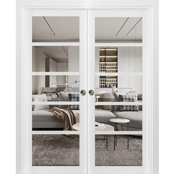 Sartodoors 84 in. x 96 in. 2 Panel White Finished MDF Sliding Door with Hardware