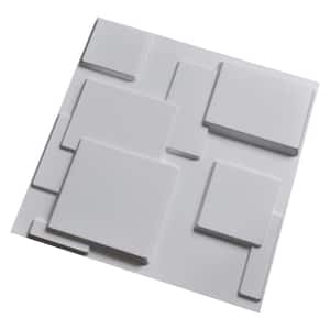 19.7 in. x 19.7 in. White PVC 3D Wall Panels Brick Wall Design (12-Pack)
