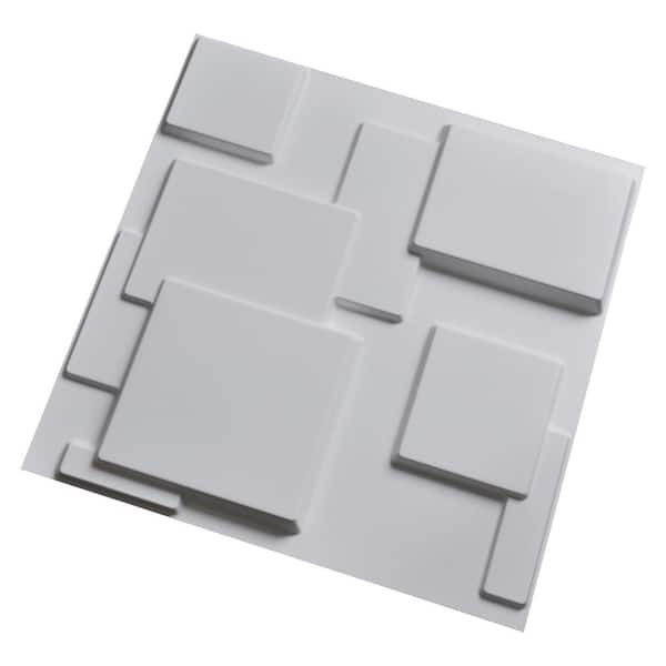 Art3d 19.7 in. x 19.7 in. White PVC 3D Wall Panels Brick Wall Design (12-Pack)