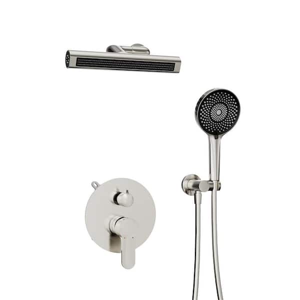 Single Handle 6-Spray Shower Faucet 1.8 GPM with Multifunctional Hand Shower Flexible Shower Head in. Brushed Nickel