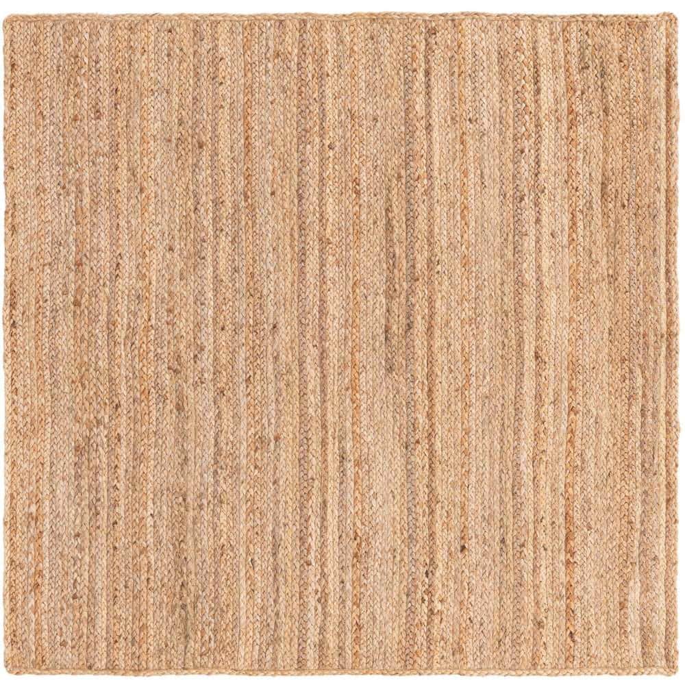 Unique Loom Braided Jute Dhaka Natural 5 ft. 1 in. x 5 ft. 1 in. Area