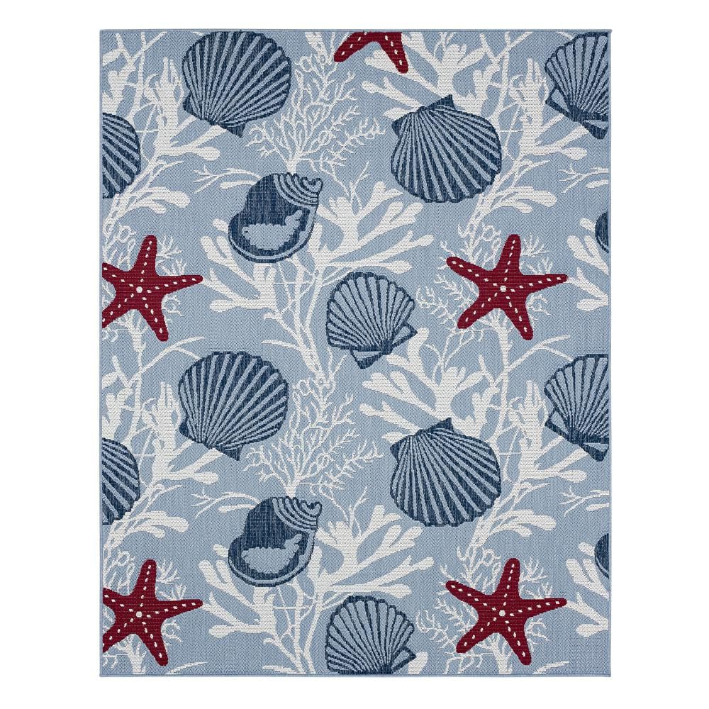 Hampton Bay Poolside Sea 8 ft. x 10 ft. Indoor/Outdoor Area Rug 939809 ...