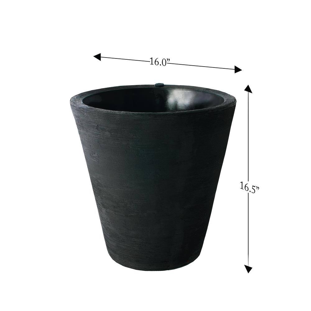 Black Large Round Self-Watering Outdoor Planter