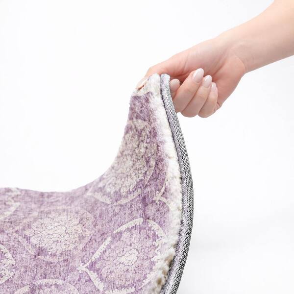 Dream Shag Premium Machine Washable Abstract ADS810 Plum 2 ft. x 7 ft. Runner Rug