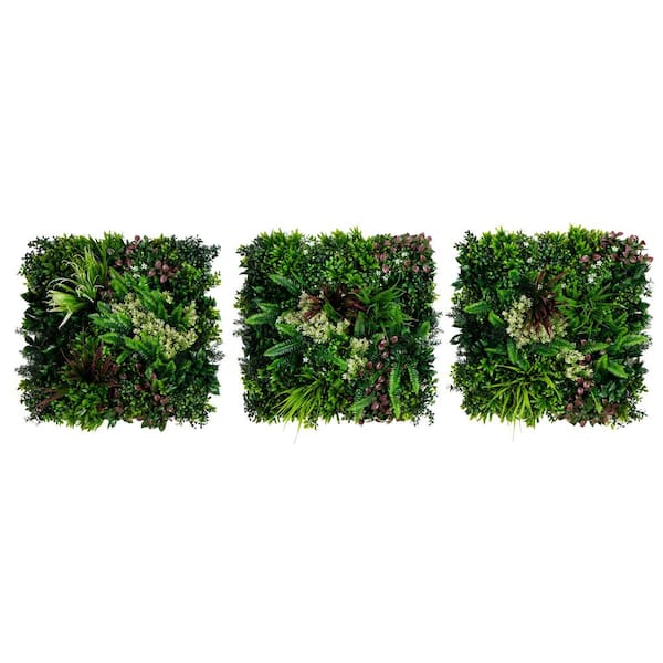 Nearly Natural 20 in. X 20 in. UV Resistant Corfu Island Artificial Living Wall Hedge Panels (Indoor/Outdoor) (Set of 3)