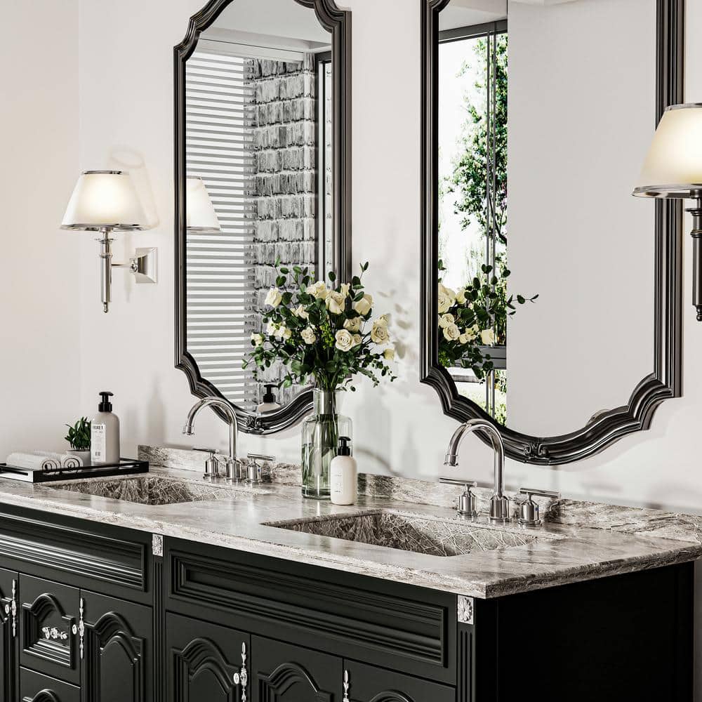 Polished Chrome Double Handle Widespread Bathroom Faucet with Drain Kit