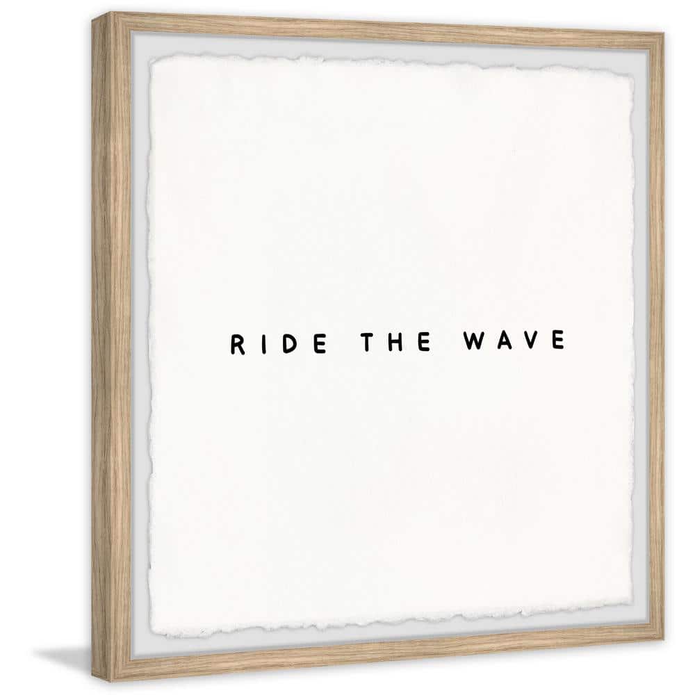 Ride the Wave Black Textual Art Print with Oak Frame