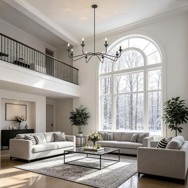 オシャレな照明 TinHon 8-Light Black Candle Chandelier, Modern Farmhouse