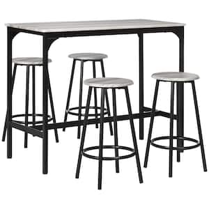 5-Piece Gray Counter Height Bar Table and Chairs Set