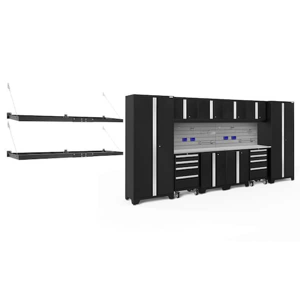 NewAge Products Bold Series 156 in. W x 76.75 in. H x 18 in. D 24-Gauge Steel Garage Cabinet Set in Black (12-Piece)