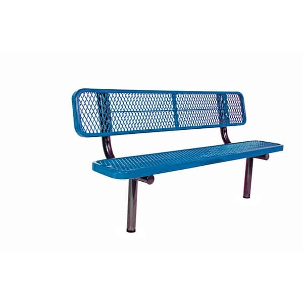 6 ft. Diamond Blue Commercial Park Bench with Back Surface Mount