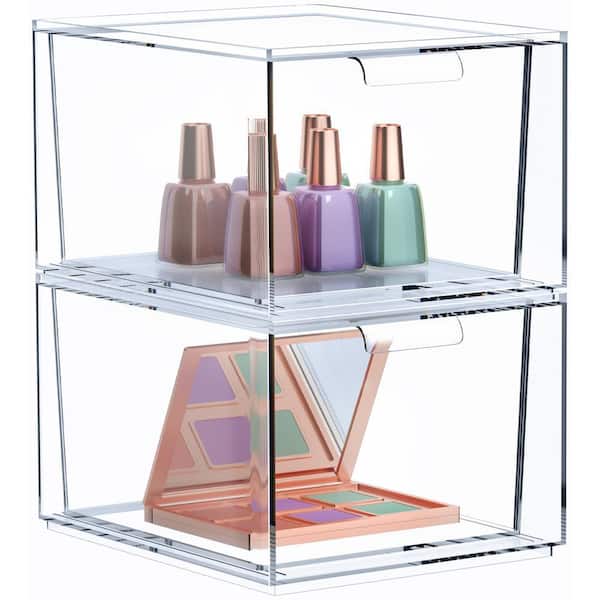 Stackable 2 drawers Cosmetic Organizer Clear