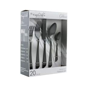 Gibbous 20-Piece Black 18/10 Stainless Steel Flatware Set, Service for 4