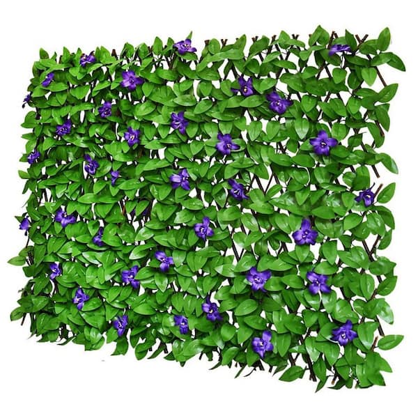 22 x 120 in. Purple Flowers Expandable Fence Privacy Screen for Balcony Patio Outdoor