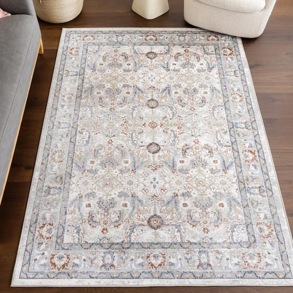 Brooklynn Floral Medallion Washable Rust 9 ft. x 12 ft. Indoor Area Rug