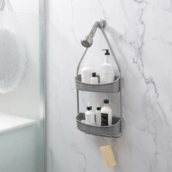 Bath Bliss 4 Tier Tension Corner Shower Organizer Caddy in White Gold