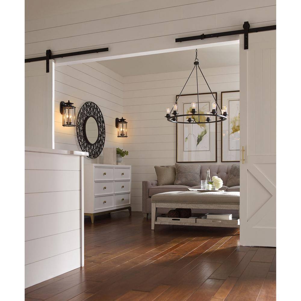 Graphite 36" Industrial 9-Light Steel Chandelier